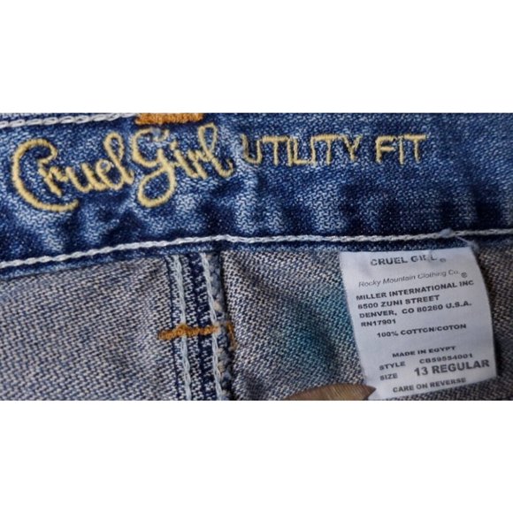 Cruel Girl Utility Fit Womens 13R Medium Wash Mid Rise Bootcut Denim Jeans 36X32 - Picture 12 of 14